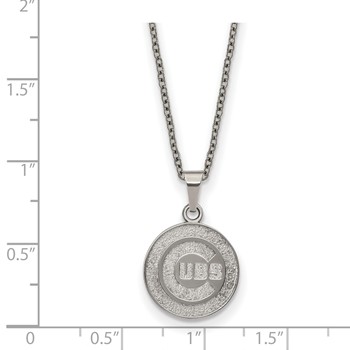 Stainless Steel Major League Baseball LogoArt Chicago Cubs w/2in ext Pendant Necklace — alternate view