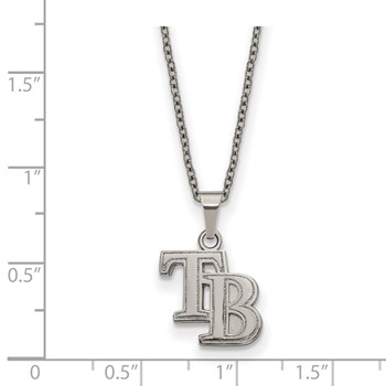 Stainless Steel Major League Baseball LogoArt Tampa Bay Rays w/2in ext Pendant Necklace — alternate view