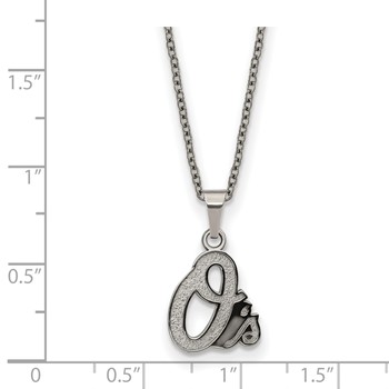 Stainless Steel Major League Baseball LogoArt Baltimore Orioles w/2in ext Pendant Necklace — alternate view