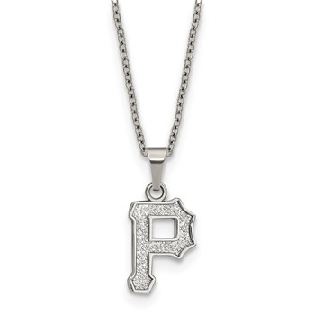 Stainless Steel Major League Baseball LogoArt Pittsburgh Pirates w/2in ext Necklace