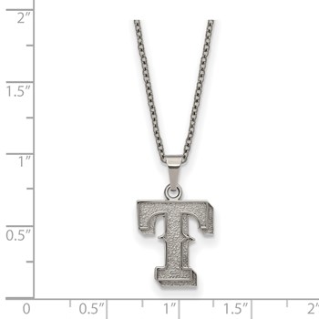 Stainless Steel Major League Baseball LogoArt Texas Rangers w/2in ext Pendant Necklace — alternate view
