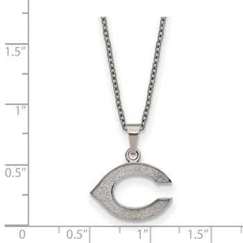 Stainless Steel Major League Baseball LogoArt Cincinnati Reds Letter C Pendant Necklace — alternate view