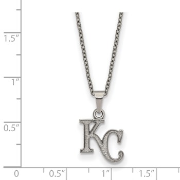 Stainless Steel Major League Baseball LogoArt Kansas City Royals w/2in ext Pendant Necklace — alternate view