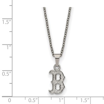 Stainless Steel Major League Baseball LogoArt Boston Red Sox w/2in ext Necklace — alternate view