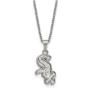 Stainless Steel Major League Baseball LogoArt Chicago White Sox Pendant Necklace