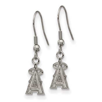 Stainless Steel Major League Baseball LogoArt Los Angeles Angels Dangle Earrings — alternate view