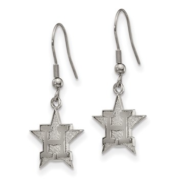 Stainless Steel Major League Baseball LogoArt Houston Astros H Star Dangle Earrings — alternate view