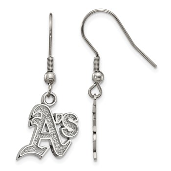 Stainless Steel Major League Baseball LogoArt Oakland Athletics Dangle Earrings
