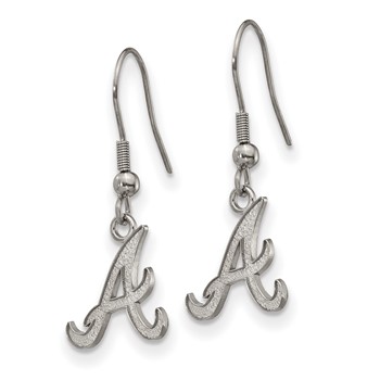 Stainless Steel Major League Baseball LogoArt Atlanta Braves Dangle Earrings — alternate view