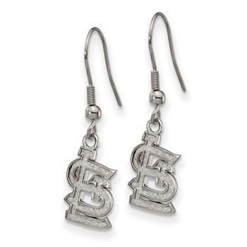 Stainless Steel Major League Baseball LogoArt St. Louis Cardinals St. L Dangle Earrings — alternate view