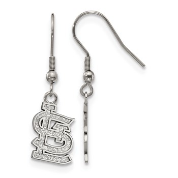 Stainless Steel Major League Baseball LogoArt St. Louis Cardinals St. L Dangle Earrings