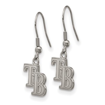 Stainless Steel Major League Baseball LogoArt Tampa Bay Rays Letters T-B Dangle Earrings — alternate view
