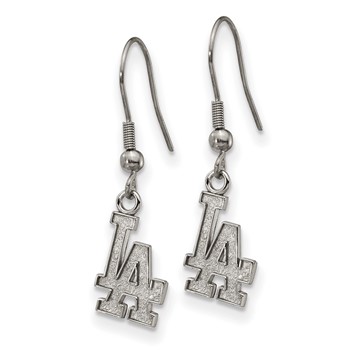 Stainless Steel Major League Baseball LogoArt Los Angeles Dodgers Dangle Earrings — alternate view