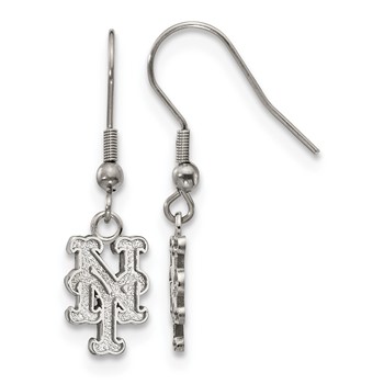 Stainless Steel Major League Baseball LogoArt New York Mets N-Y Dangle Earrings