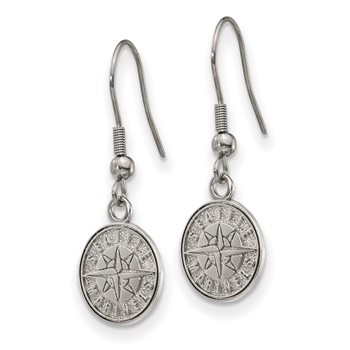 Stainless Steel Major League Baseball LogoArt Seattle Mariners Dangle Earrings — alternate view