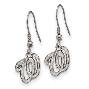 Stainless Steel Major League Baseball LogoArt Washington Nationals Dangle Earrings — alternate view