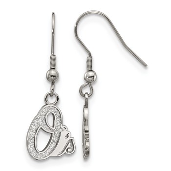 Stainless Steel Major League Baseball LogoArt Baltimore Orioles Dangle Earrings