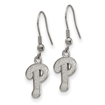 Stainless Steel Major League Baseball LogoArt Philadelphia Phillies Dangle Earrings — alternate view