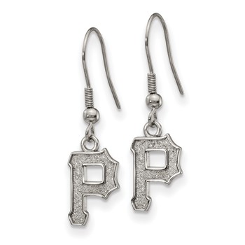 Stainless Steel Major League Baseball LogoArt Pittsburgh Pirates Letter P Dangle Earrings — alternate view