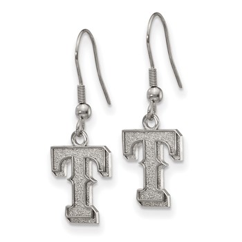 Stainless Steel Major League Baseball LogoArt Texas Rangers Letter T Dangle Earrings — alternate view