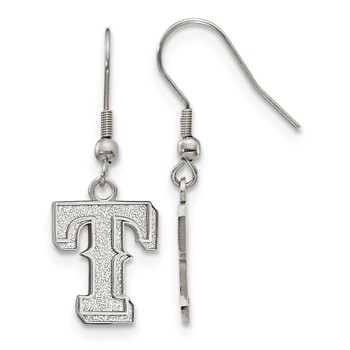 Stainless Steel Major League Baseball LogoArt Texas Rangers Letter T Dangle Earrings