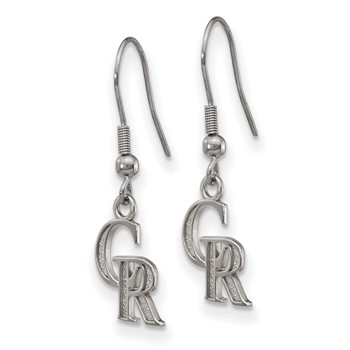 Stainless Steel Major League Baseball LogoArt Colorado Rockies C-R Dangle Earrings — alternate view