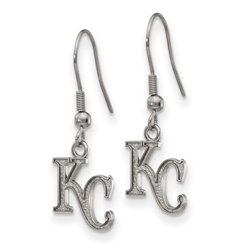 Stainless Steel Major League Baseball LogoArt Kansas City Royals K-C Dangle Earrings — alternate view