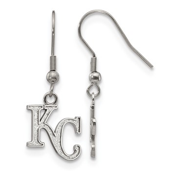 Stainless Steel Major League Baseball LogoArt Kansas City Royals K-C Dangle Earrings