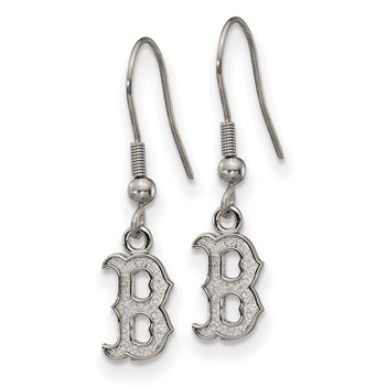 Stainless Steel Major League Baseball LogoArt Boston Red Sox Dangle Earrings — alternate view
