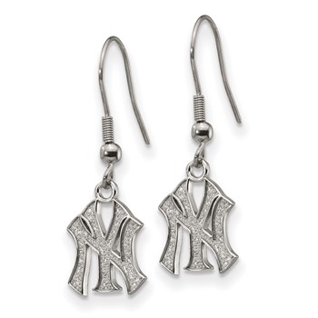 Stainless Steel Major League Baseball LogoArt New York Yankees N-Y Dangle Earrings — alternate view