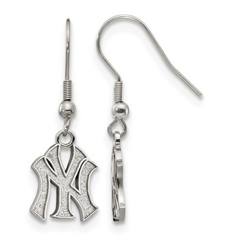 Stainless Steel Major League Baseball LogoArt New York Yankees N-Y Dangle Earrings