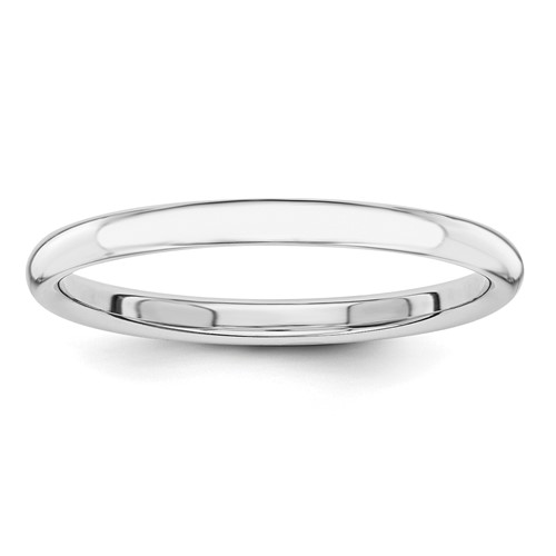 10K White Gold Polished 2mm Stackable Band Size 4