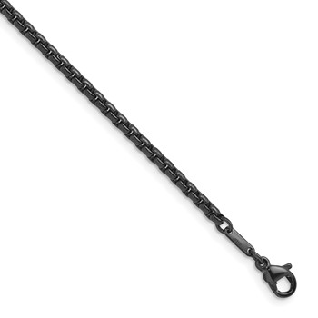 Herco Stainless Steel Black PVD-plated 2.7mm Round Box 22 Inch Chain