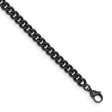 Image of Herco Stainless Steel Black PVD-plated Polished 6.8mm Curb 18 Inch Chain