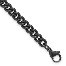 Image of Herco Stainless Steel Black PVD-plated Polished 6.8mm Curb 7.5 Inch Chain Bracelet
