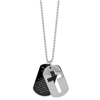 Stainless Steel Black Plated Pendant with 24" 2.4mm Bead Chain — alternate view