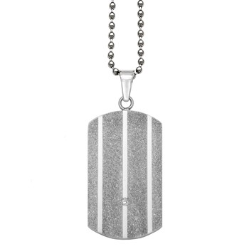 Stainless Steel D/C IP .02 TCW Dia Dog Tag on 2.4 mm 24in Bead Neck
