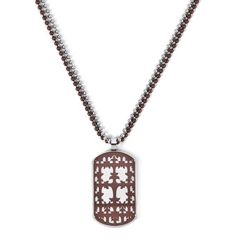 Stainless Steel Cross Dog Tag on Double 24" 2.4mm Bead Necklace
