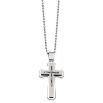 Steel Black Diamond Cross with 24in 2.4mm Bead Chain — alternate view
