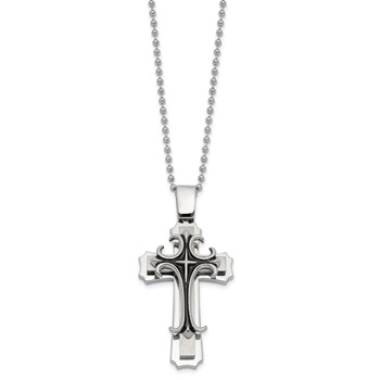 Steel Cross with 24" 2.4mm Bead Chain — alternate view