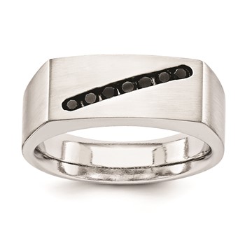 Stainless Steel .24 ctw Mens Ring