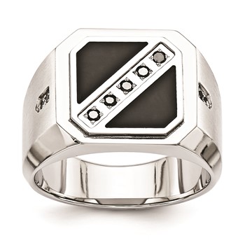 Stainless Steel Black Diamond Band