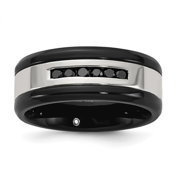 Stainless Steel 1/4CTW Rd Black Diamond GTS WB