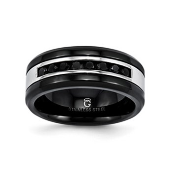 Stainless Steel .50 CTW Rd Black Diamond GTS WB