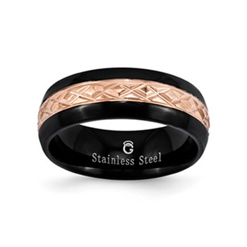 Stainless Steel Rose Plated Center Gents Band