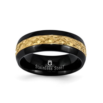 Stainless Steel Yellow Plated Center Gents Band