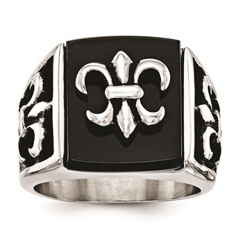 Stainless Steel Black Onyx Gnts Ring