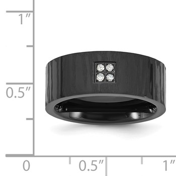 Stainless Steel and Black IP 8mm .05 Dia Ring — alternate view