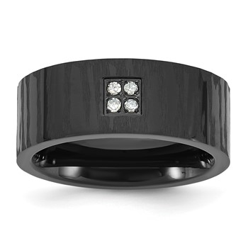 Stainless Steel and Black IP 8mm .05 Dia Ring