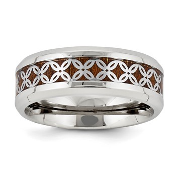 Stainlesss Steel 8mm Brown Enamel Band